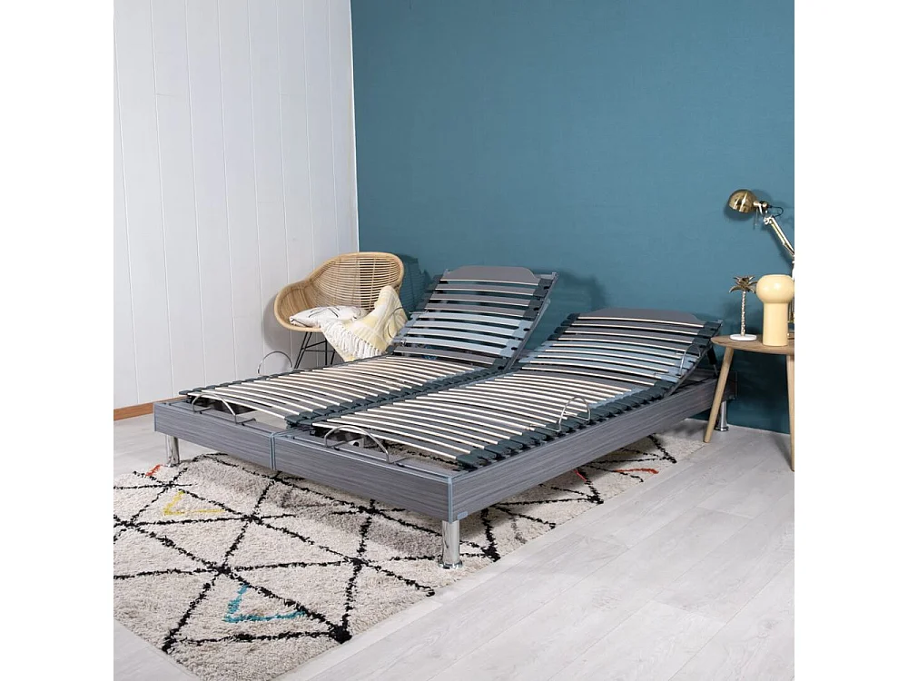 Ensemble relaxation S62 + Matelas Latex Louxor - 5 zones - 2x80x200 - Gris