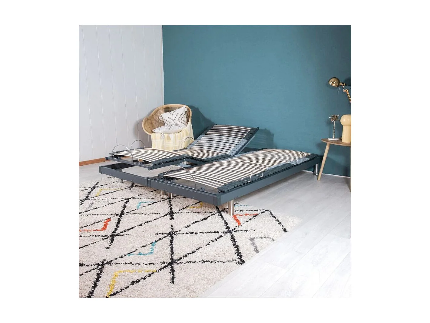 Ensemble relaxation S50 + Matelas Mousse Myriade - 5 zones - 2x90x200 - Gris