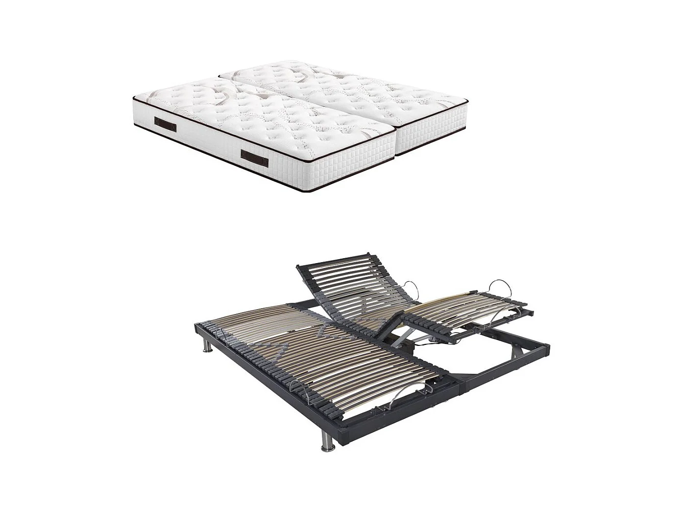 Ensemble relaxation S50 + Matelas Latex Louxor - 5 zones - 2x80x200 - Gris