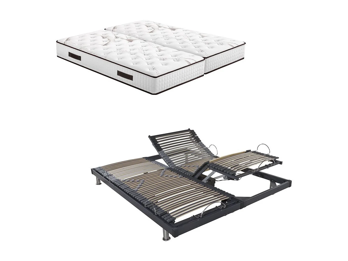 Ensemble relaxation S50 + Matelas Latex Louxor - 5 zones - 2x80x200 - Gris