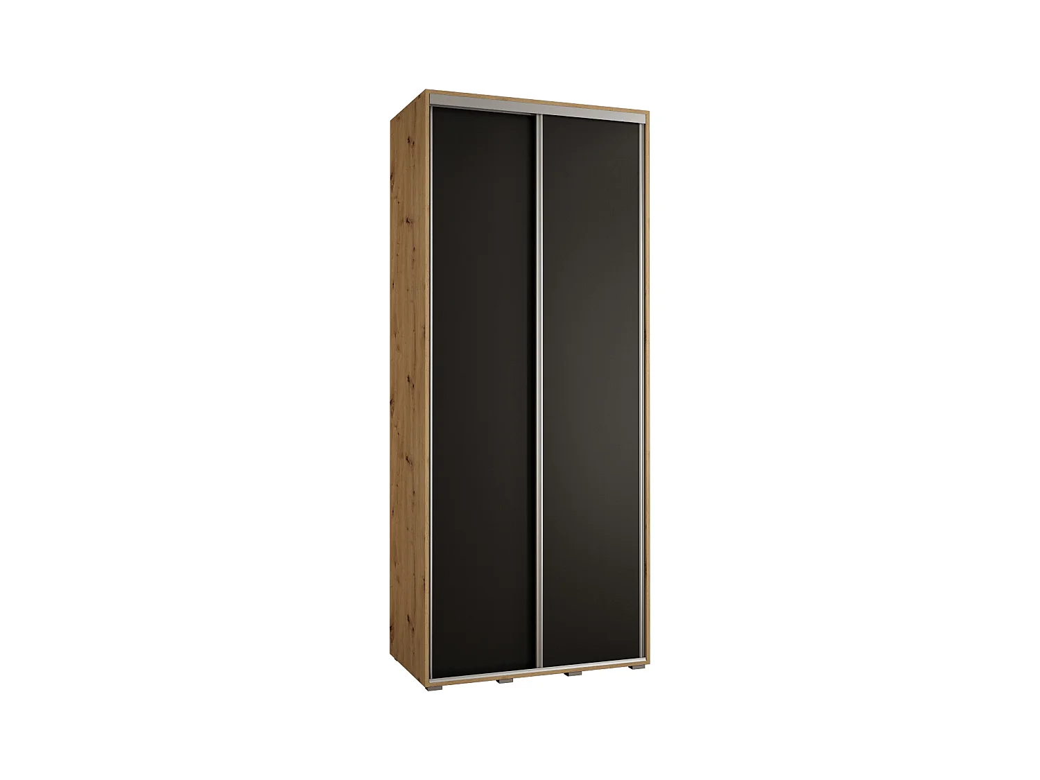ARMADIO DAVOS 1 AD ANTE SCORREVOLI 235,2/110/60 2 porte (Artisan/Nero/Argento)