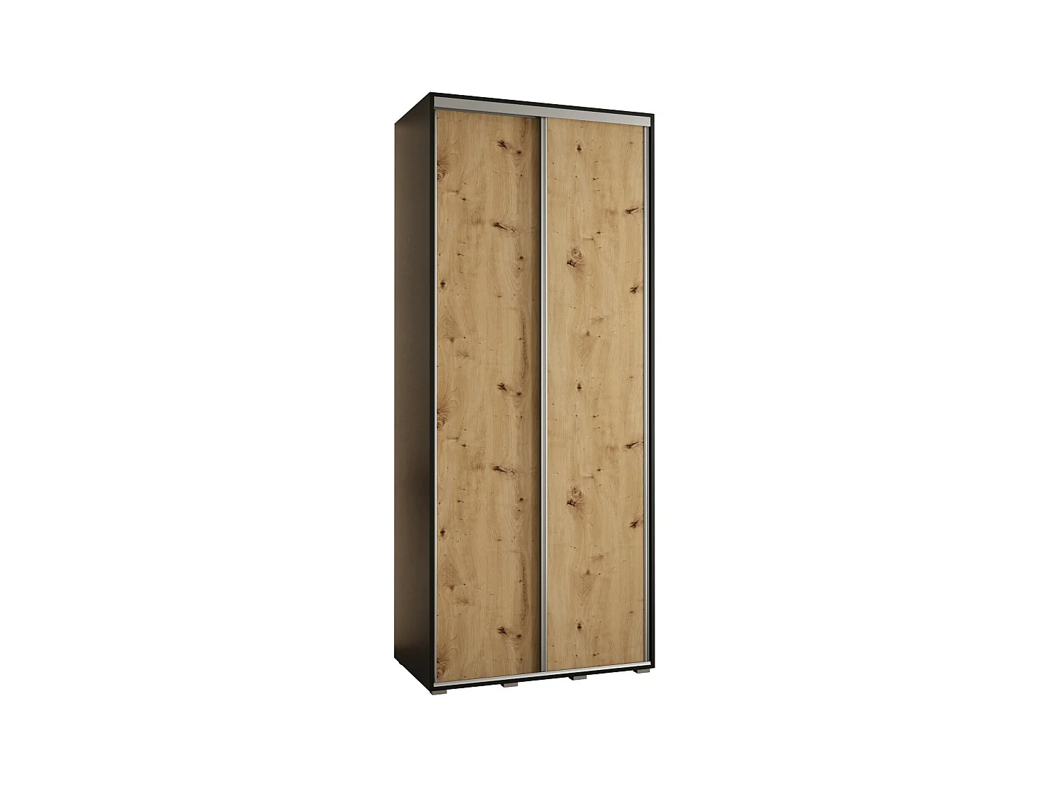 ARMOIRE DAVOS 1 À PORTES COULISSANTES 235,2/110/45 2 portes (Noir/Artisan/Argent)