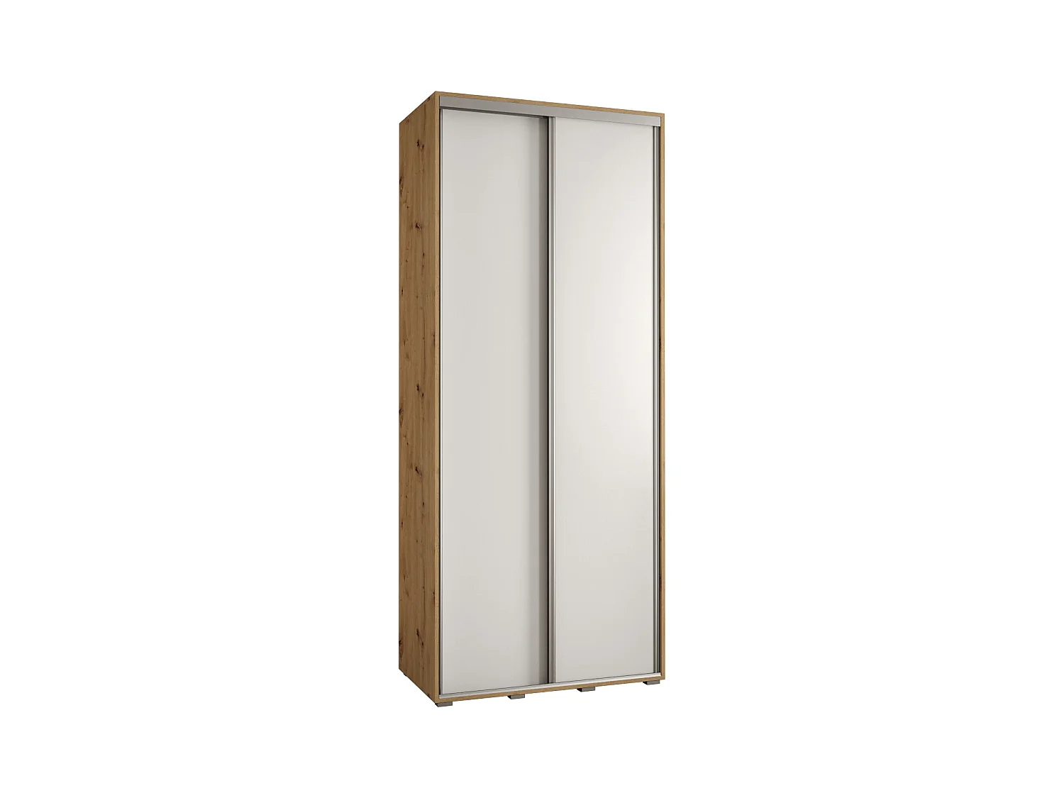 ARMOIRE DAVOS 1 À PORTES COULISSANTES 235,2/110/60 2 portes (Artisan/Blanc/Argent)