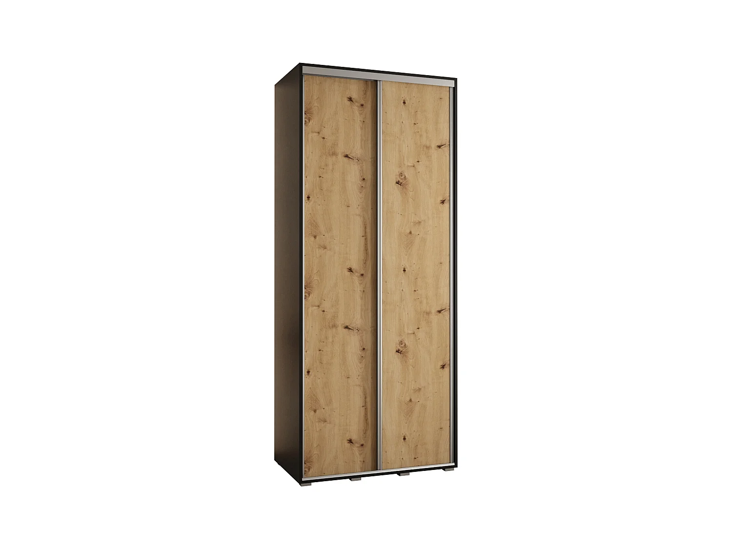 SCHWEBETÜRENSCHRANK DAVOS 1 235,2/110/60 2-türig (Schwarz/Artisan/Silber)