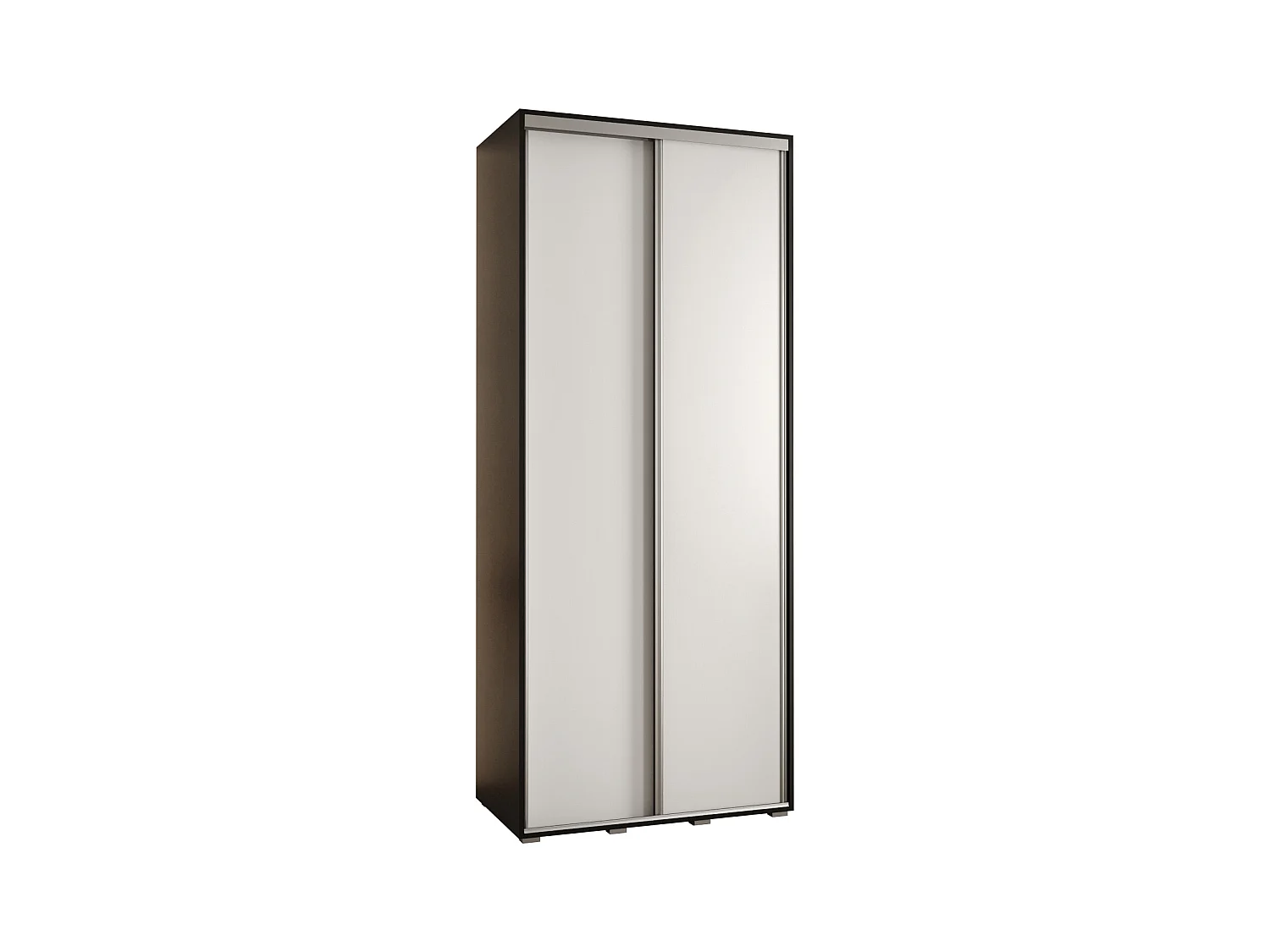 ARMOIRE DAVOS 1 À PORTES COULISSANTES 235,2/110/60 2 portes (Noir/Blanc/Argent)