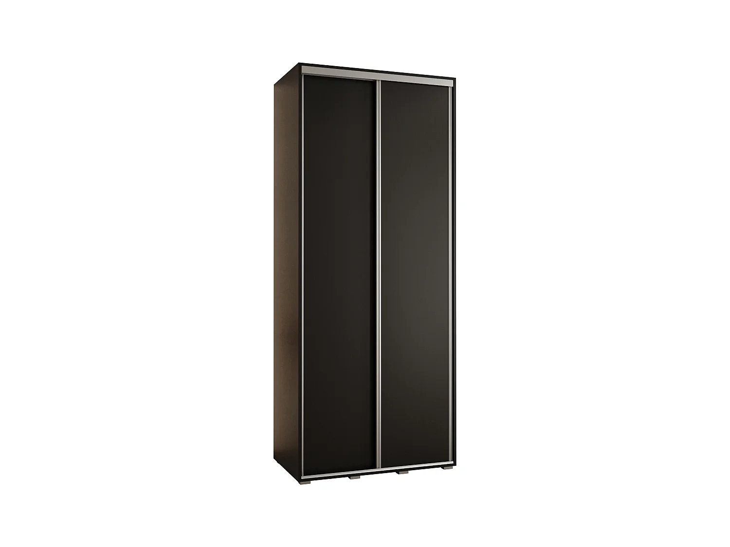 ARMOIRE DAVOS 1 À PORTES COULISSANTES 235,2/110/60 2 portes (Noir/Noir/Argent)