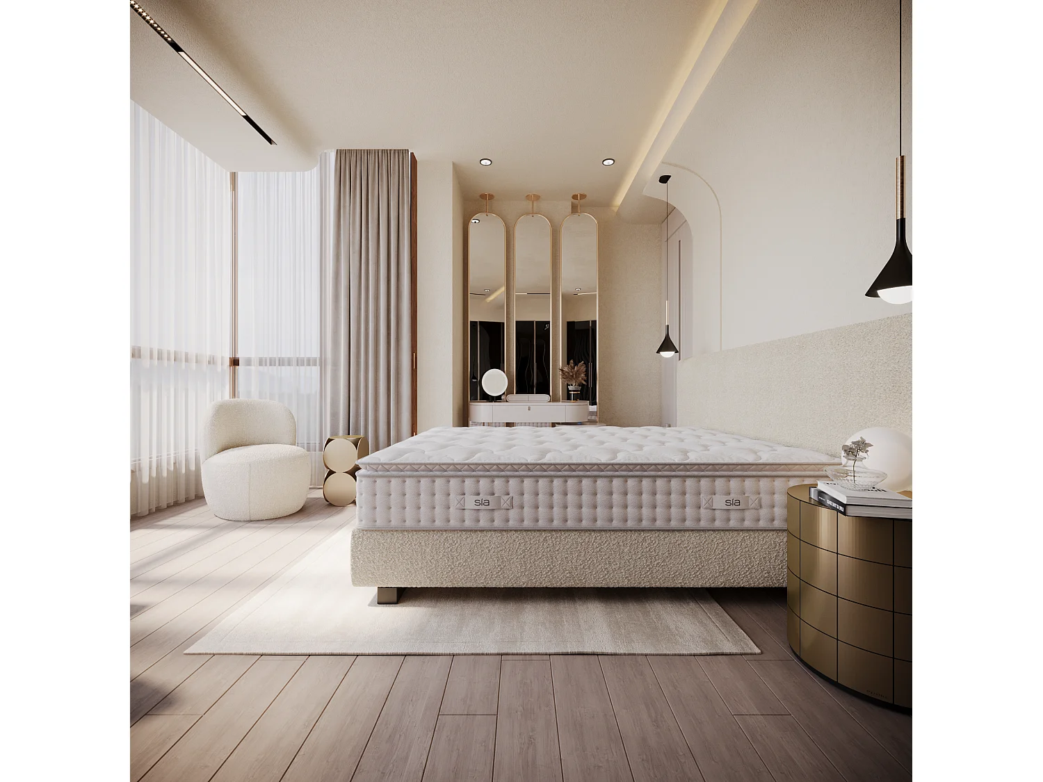 Matelas ressorts ensachés et mousse à mémoire de forme 180x200cm HYBRIDE PREMIUM CLOUD