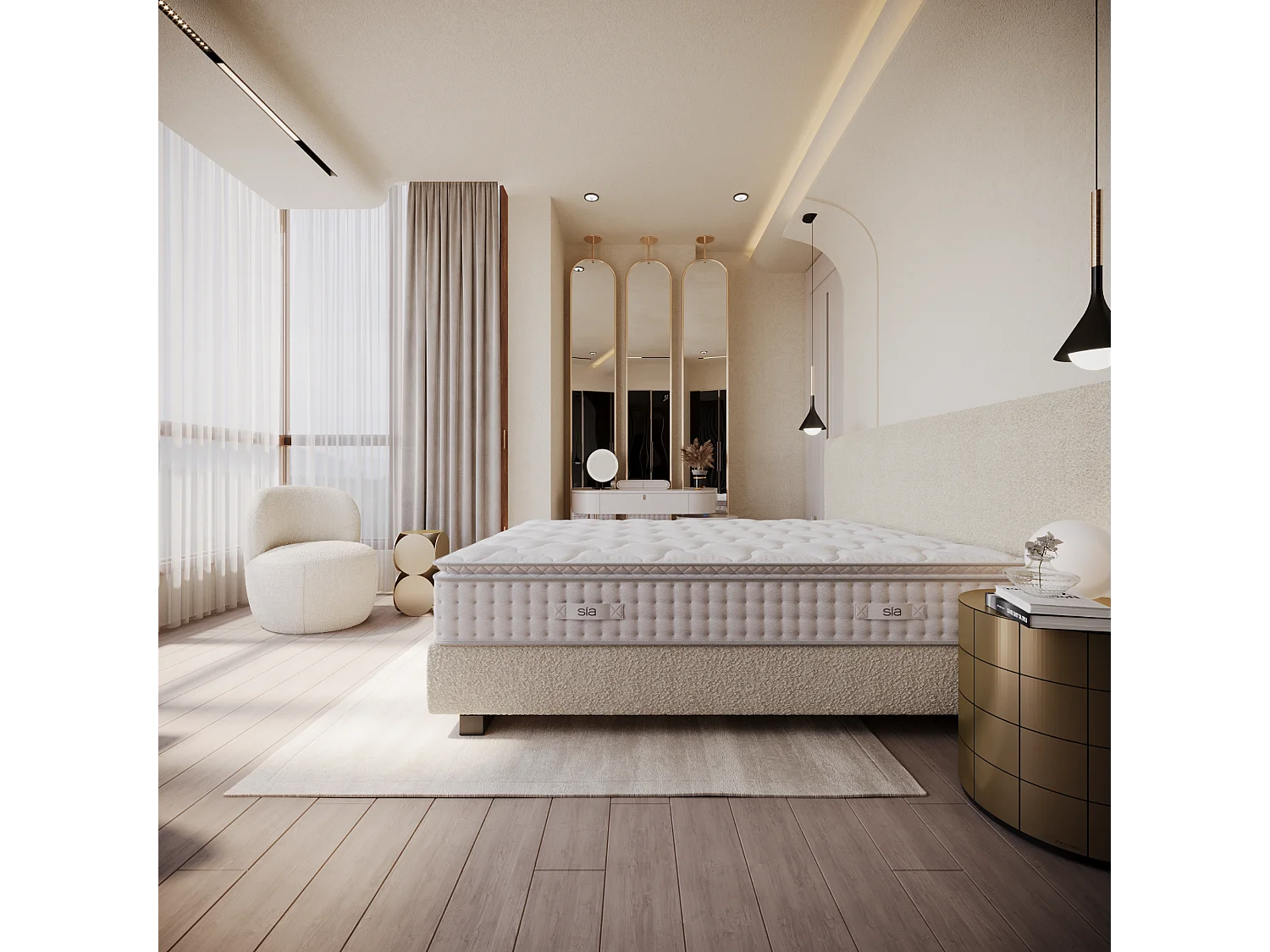 Matelas ressorts ensachés et mousse à mémoire de forme 180x200cm HYBRIDE PREMIUM CLOUD