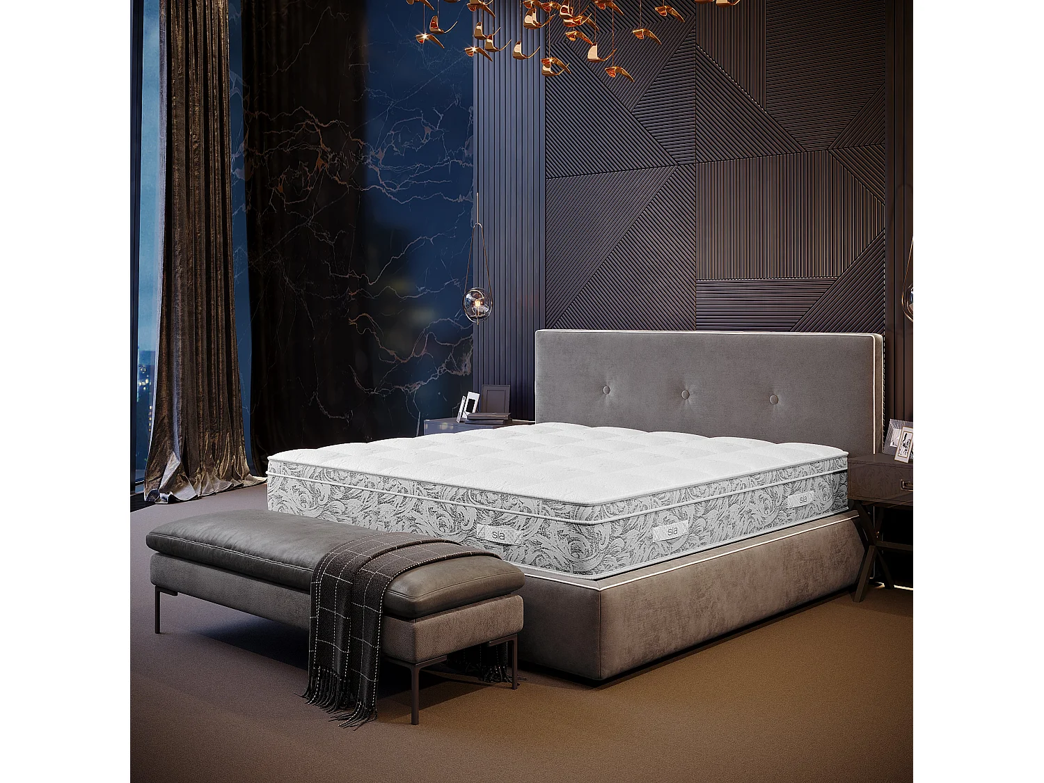 Matelas ressorts ensachés et mousse à mémoire de forme 180x200cm