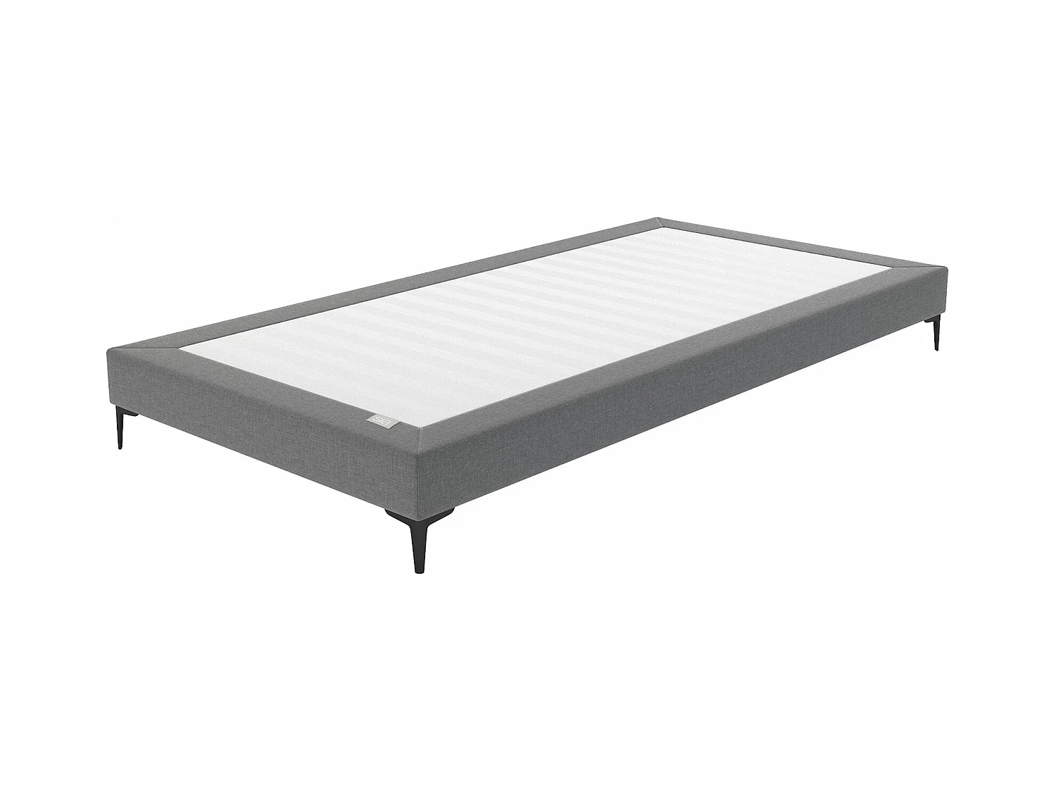 Sommier gris anthracite pieds noir 90x200cm