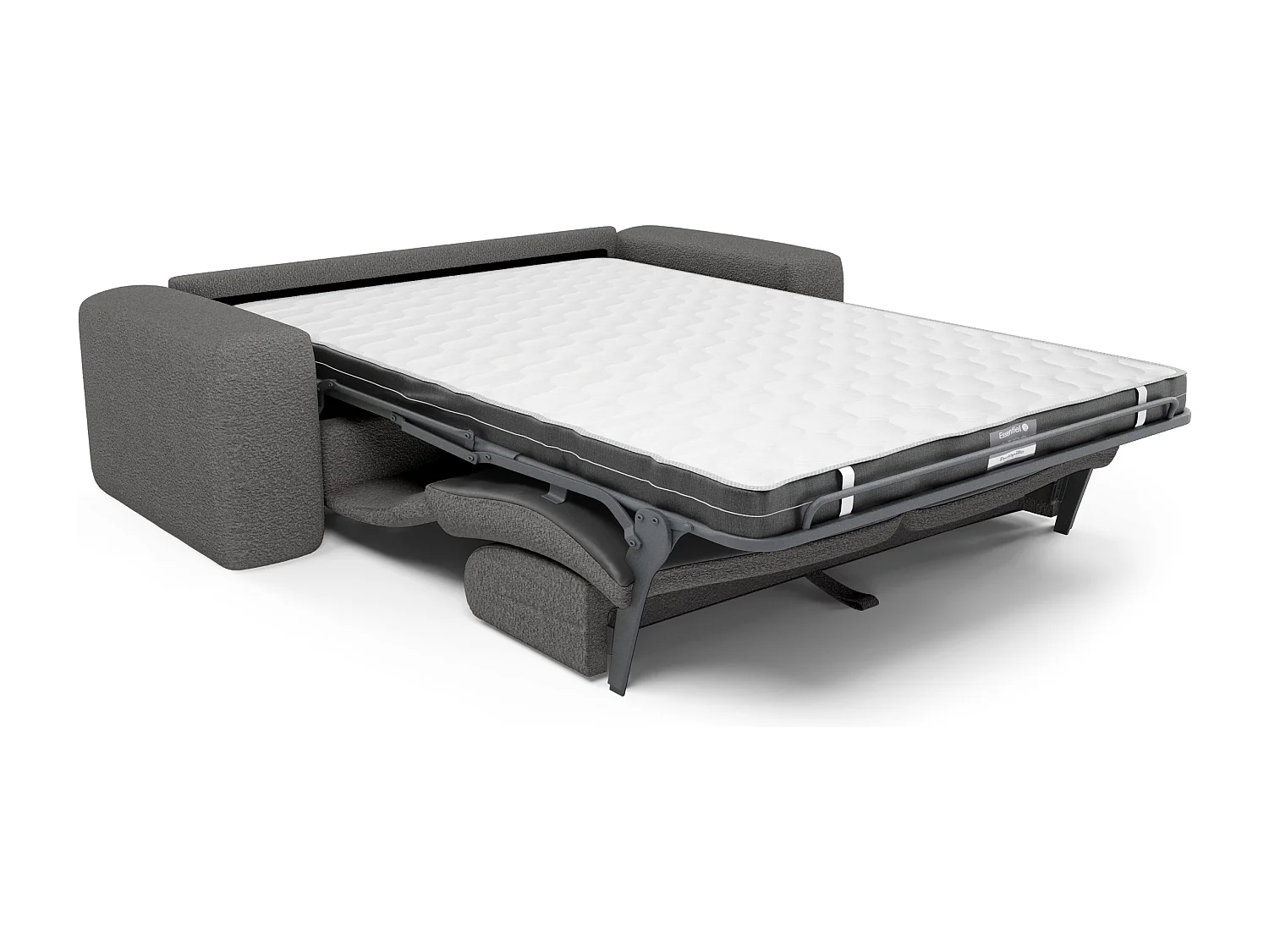 Canapé convertible express dunlopillo 140cm bouclette gris graphite MYRA