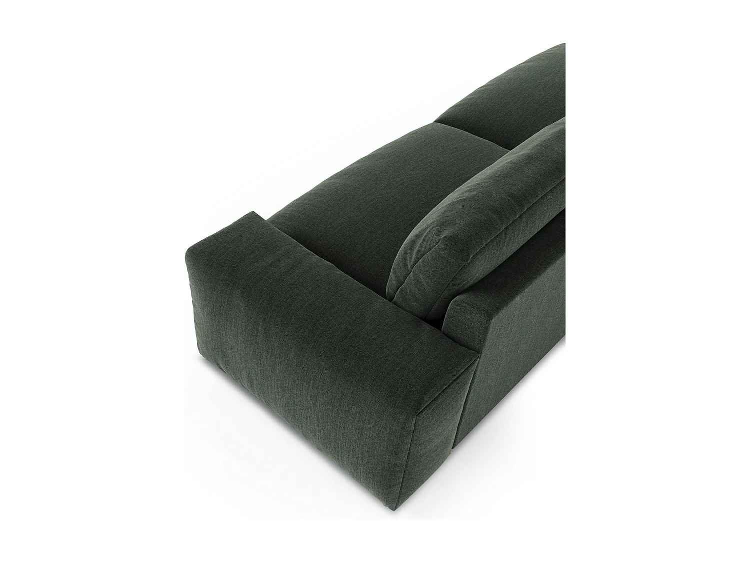Canapé 3 places tissu tramé toucher doux vert kaki 220cm BLISS