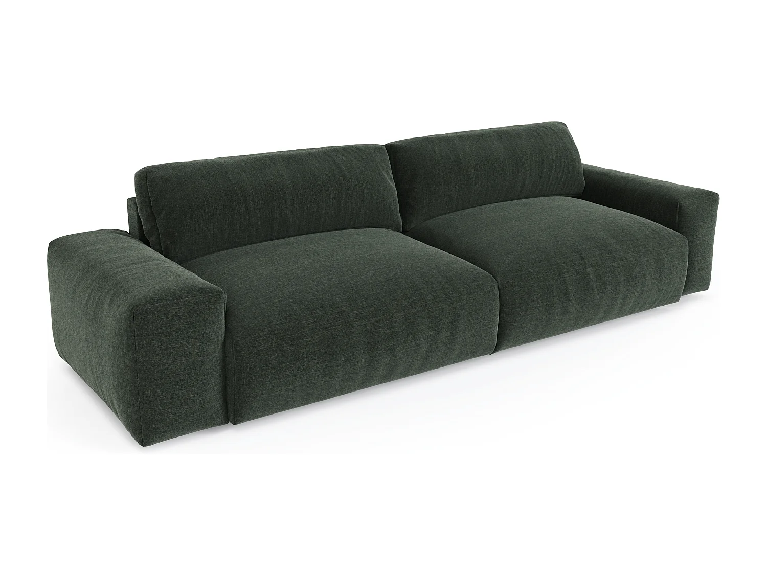 Canapé 3 places BLISS en tissu tramé toucher doux  vert kaki