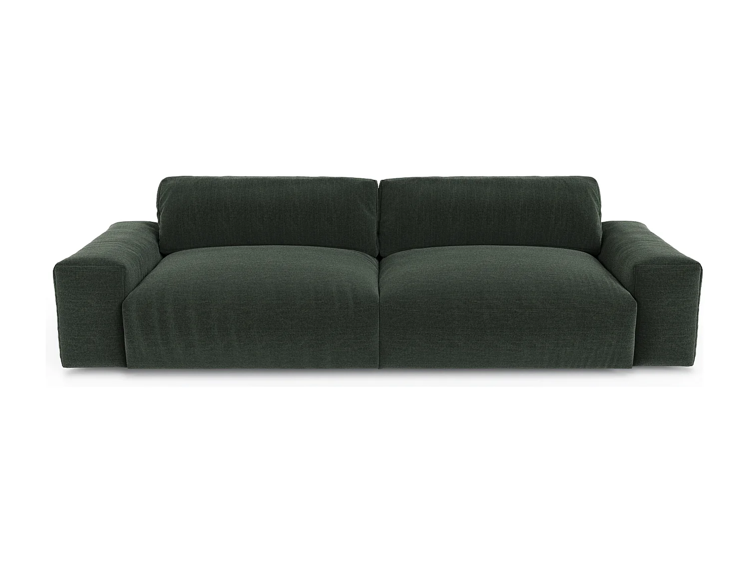 Canapé 4 places BLISS en tissu tramé toucher doux  vert kaki