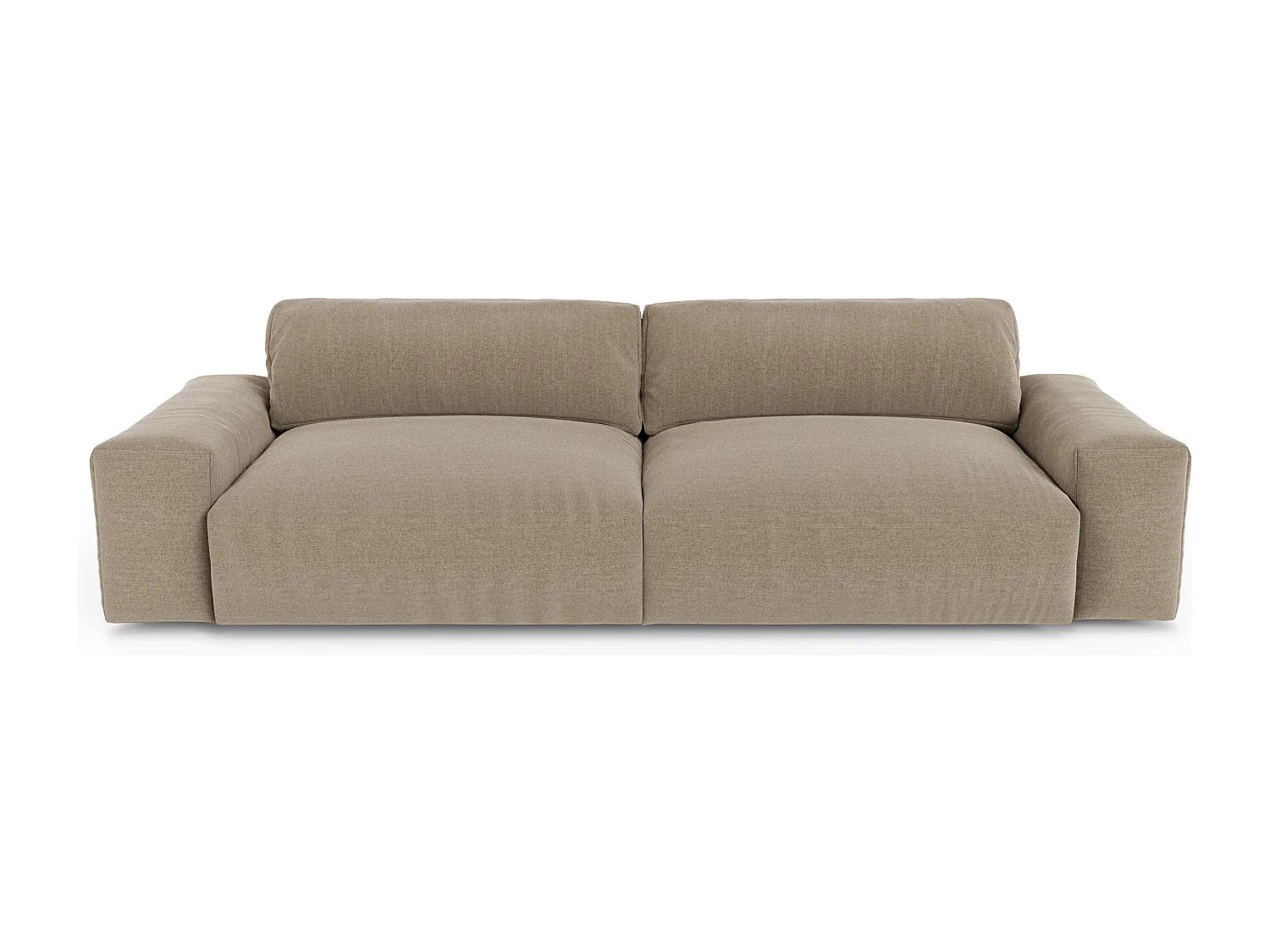 Canapé 4 places tissu tramé toucher doux taupe 240cm BLISS