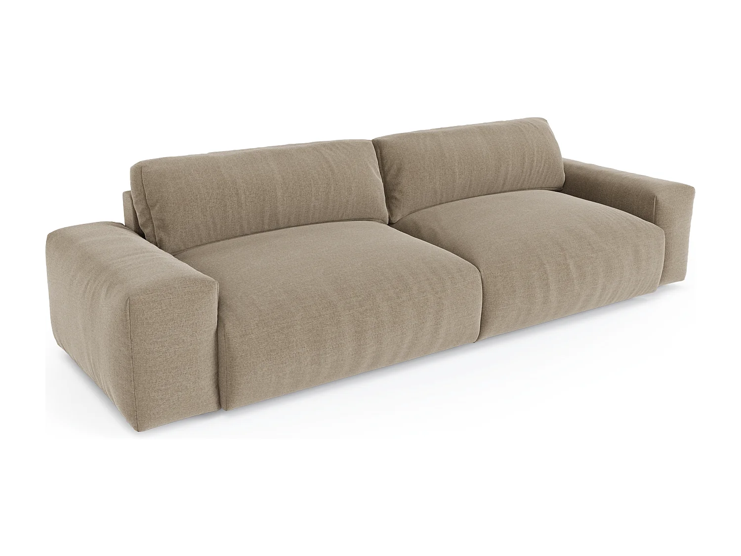 Canapé 4 places tissu tramé toucher doux taupe 240cm BLISS