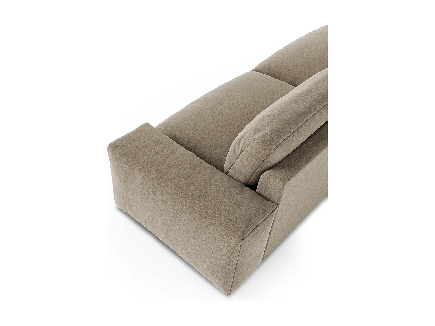 Canapé 4 places tissu tramé toucher doux taupe 240cm BLISS