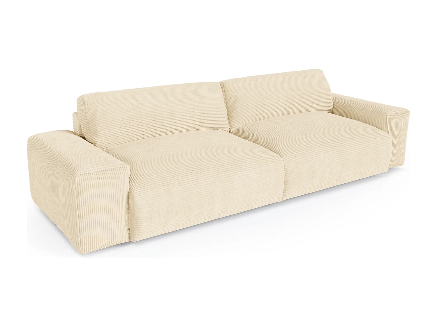 Canapé 4 places velours côtelé crème 240cm BLISS