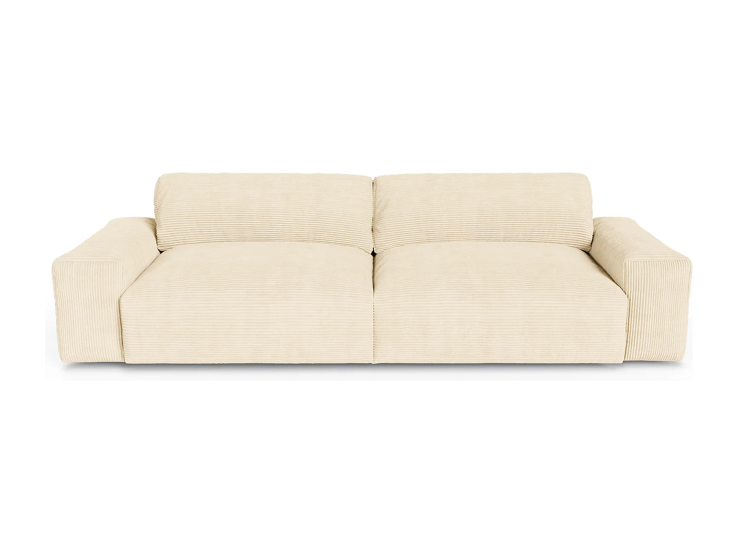 Canapé 3 places velours côtelé toucher doux crème 220cm BLISS