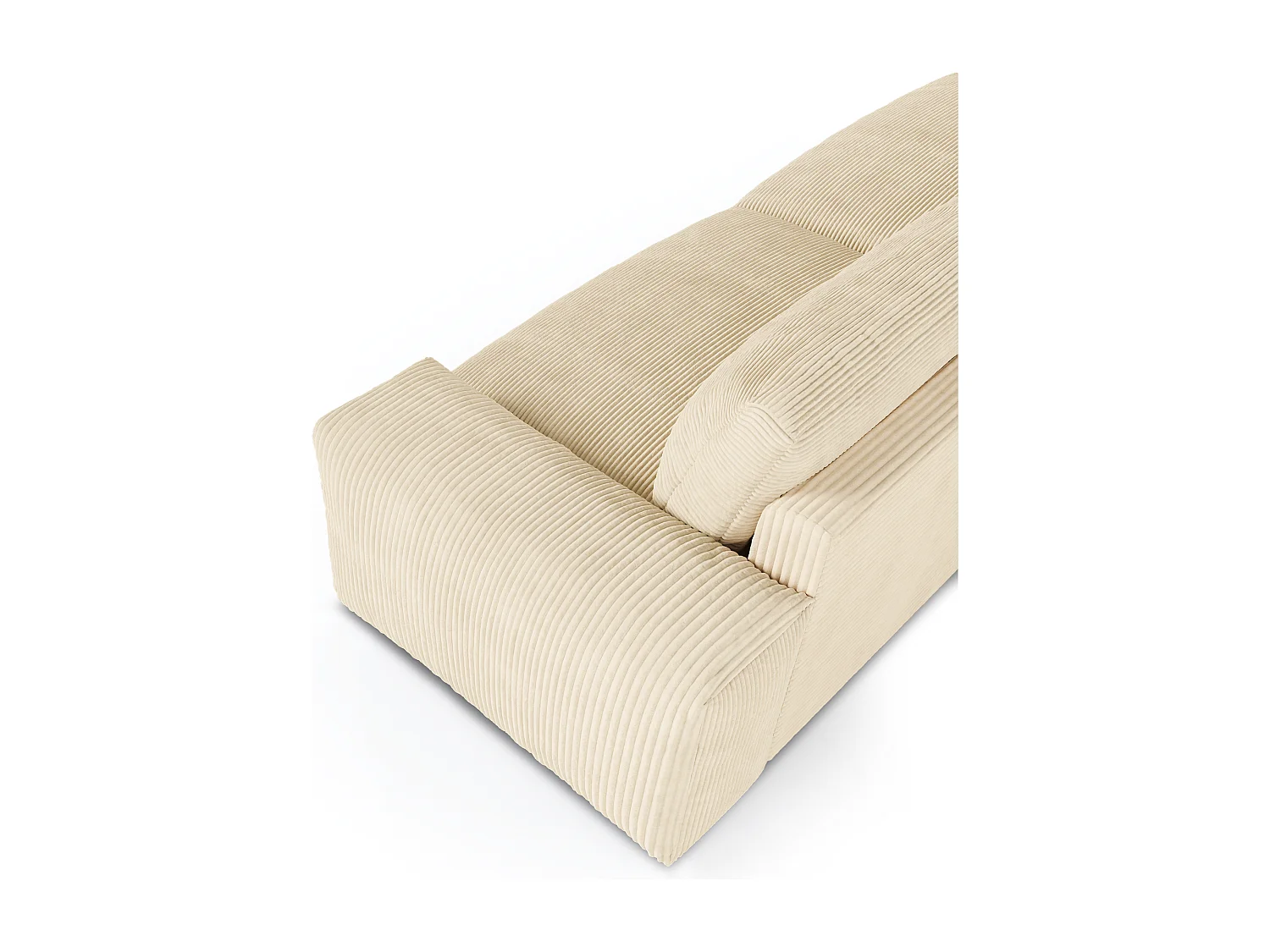 Canapé 3 places velours côtelé toucher doux crème 220cm BLISS