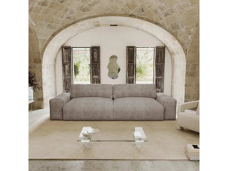 Canapé 4 places velours taupe 240cm BLISS