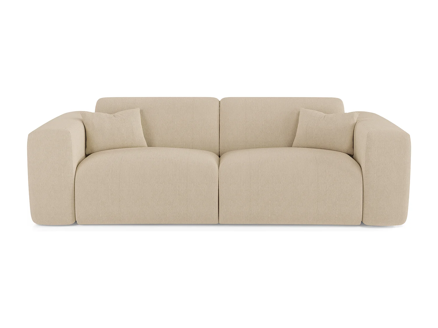 Canapé convertible express dunlopillo 160cm velours côtelé beige MYRA