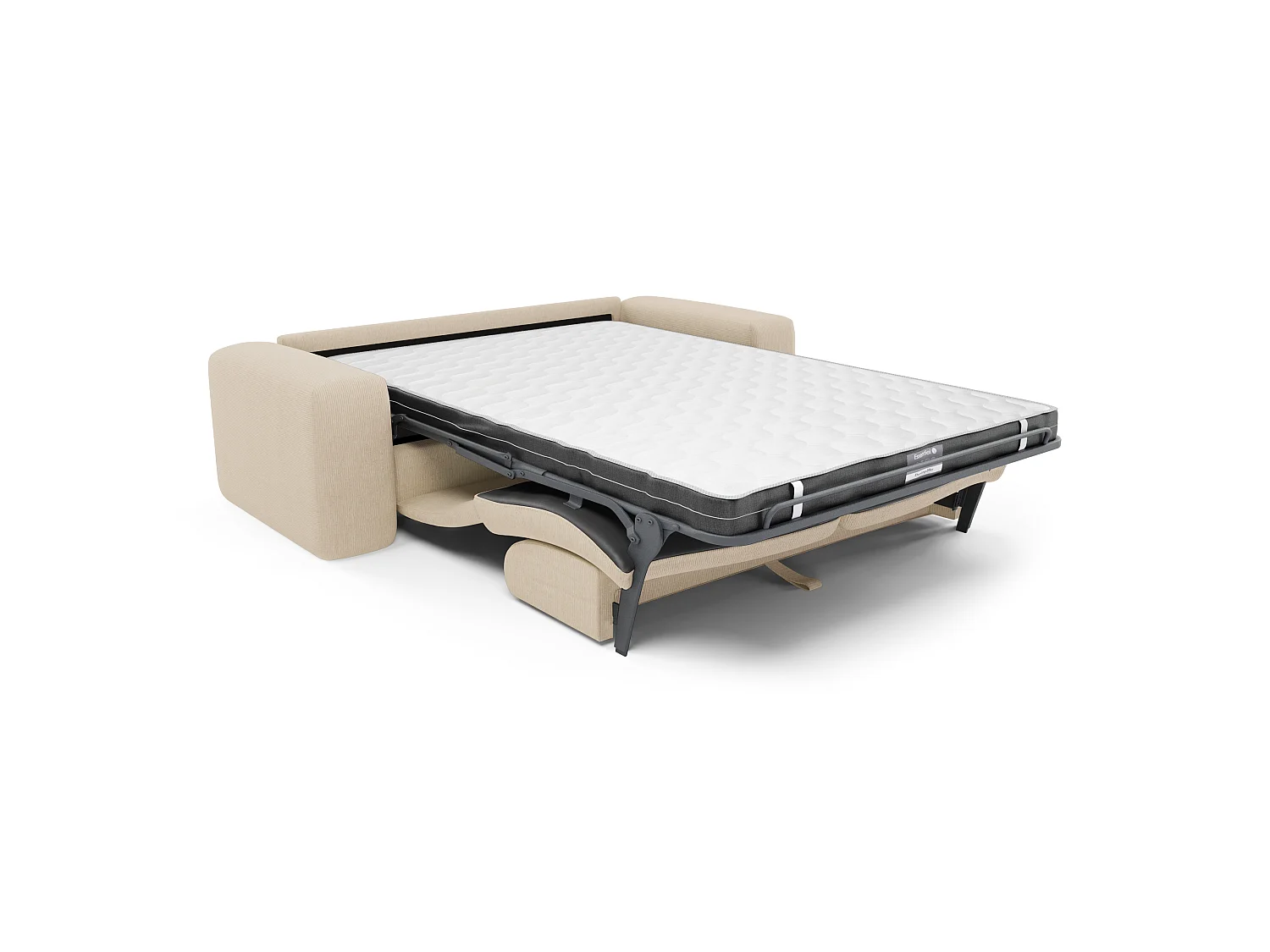 Canapé convertible express dunlopillo 160cm velours côtelé beige MYRA