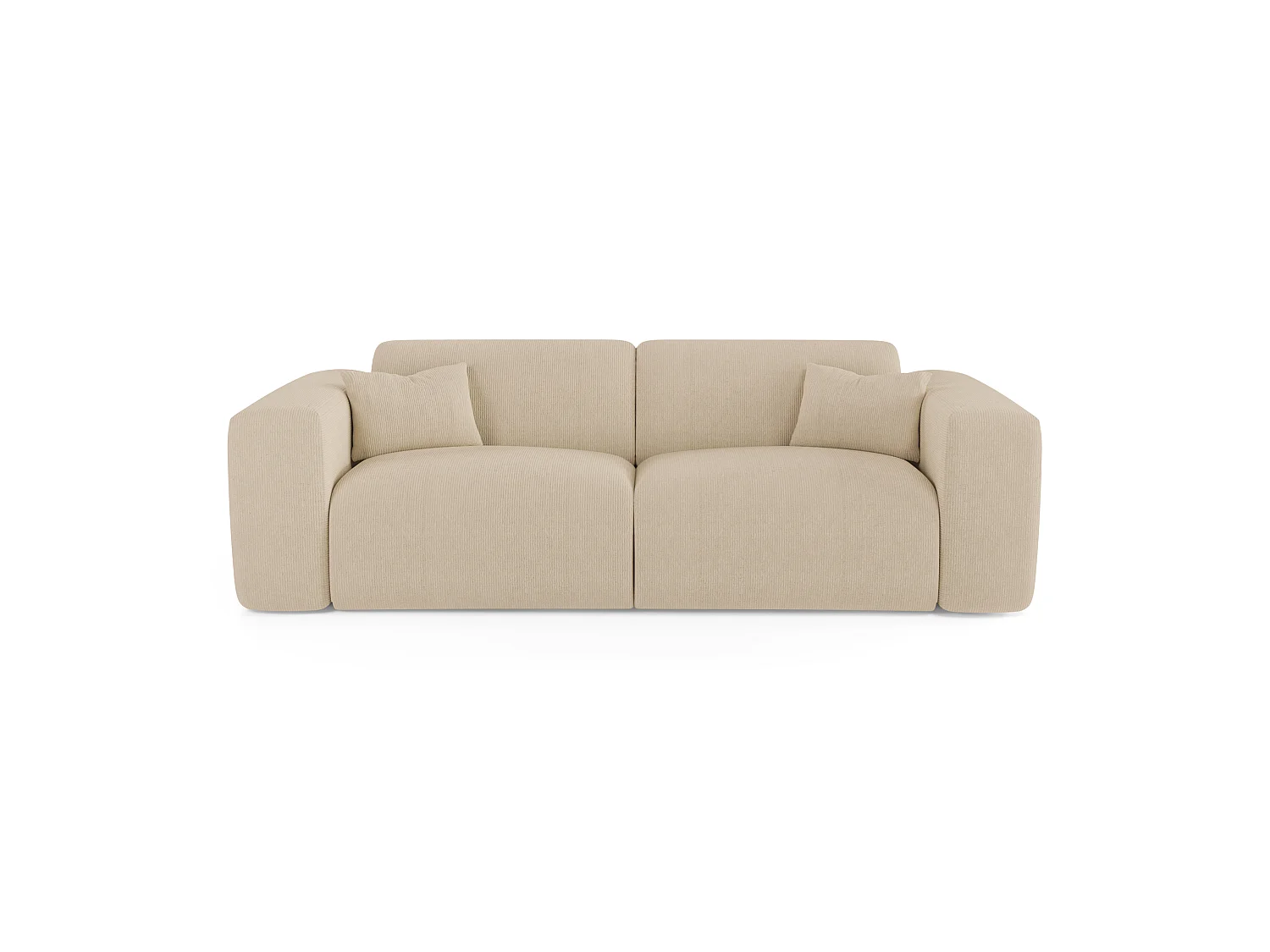 Canapé convertible express 3 places en velours côtelé beige MYRA