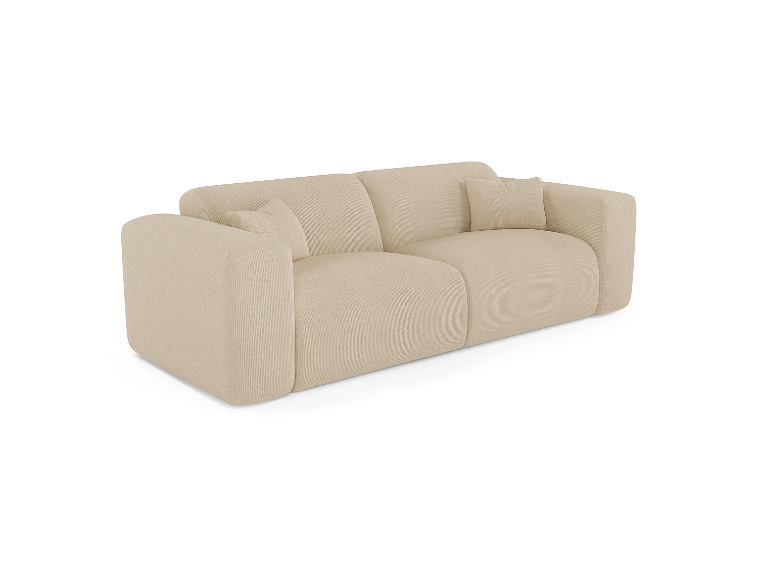 Canapé convertible express 3 places en velours côtelé beige MYRA