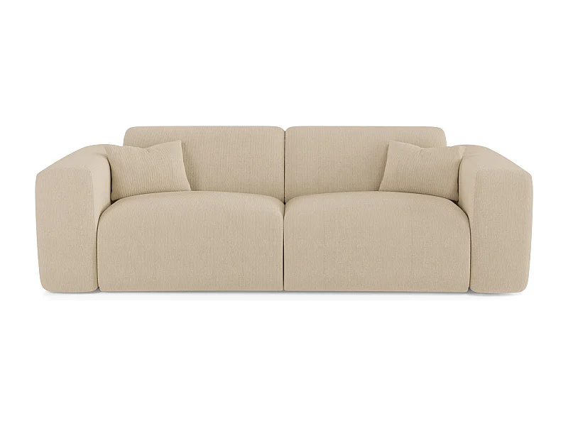 Canapé convertible express dunlopillo 160cm velours côtelé beige MYRA