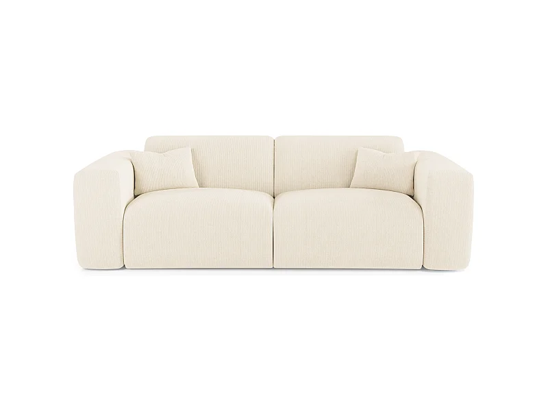 Canapé convertible express dunlopillo 140cm velours côtelé crème MYRA