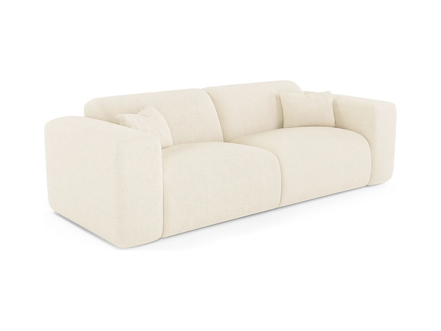Canapé convertible express dunlopillo 140cm velours côtelé crème MYRA