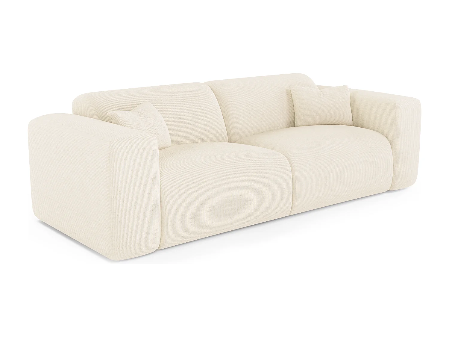 Canapé convertible express dunlopillo 140cm velours côtelé crème MYRA