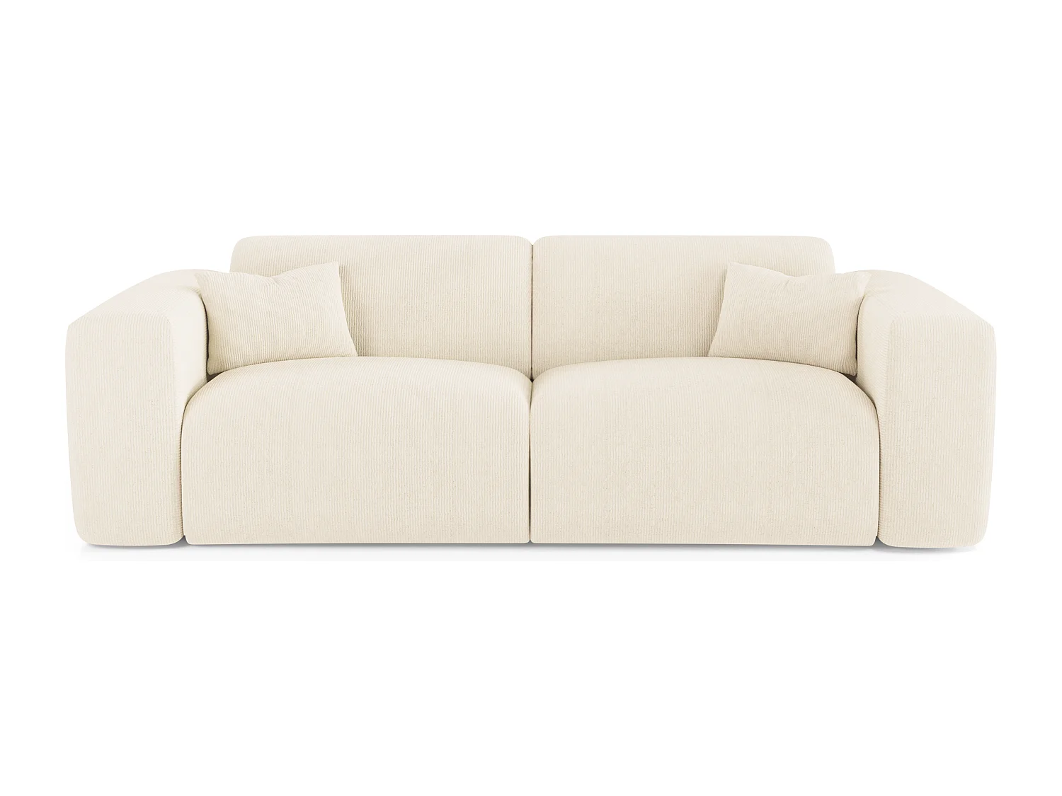 Canapé convertible express dunlopillo 140cm velours côtelé crème MYRA