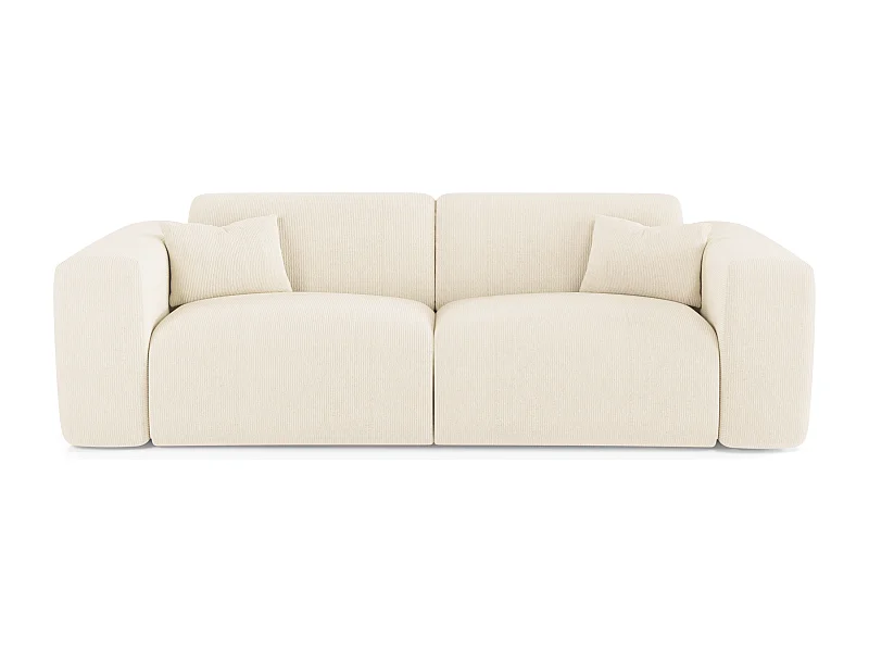 Canapé convertible express dunlopillo 140cm velours côtelé crème MYRA