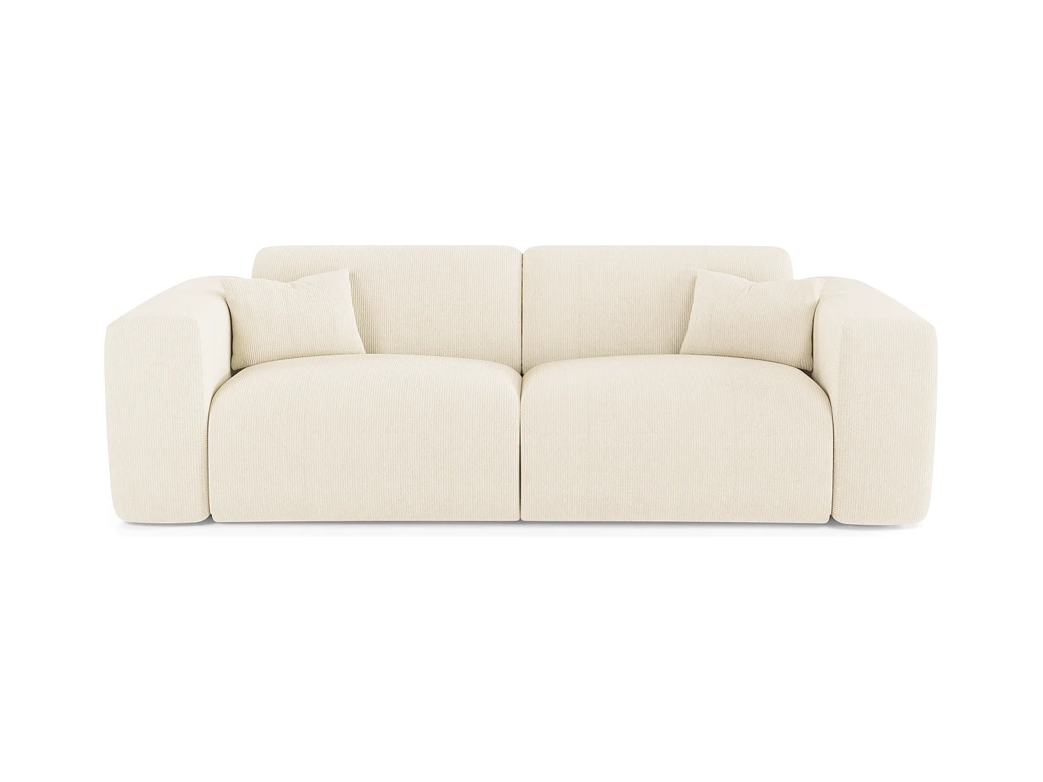 Canapé convertible express dunlopillo 160cm velours côtelé crème MYRA