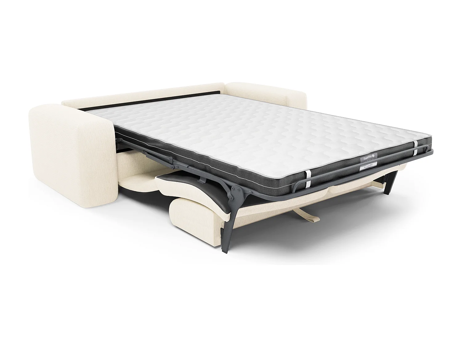 Canapé convertible express dunlopillo 160cm velours côtelé crème MYRA