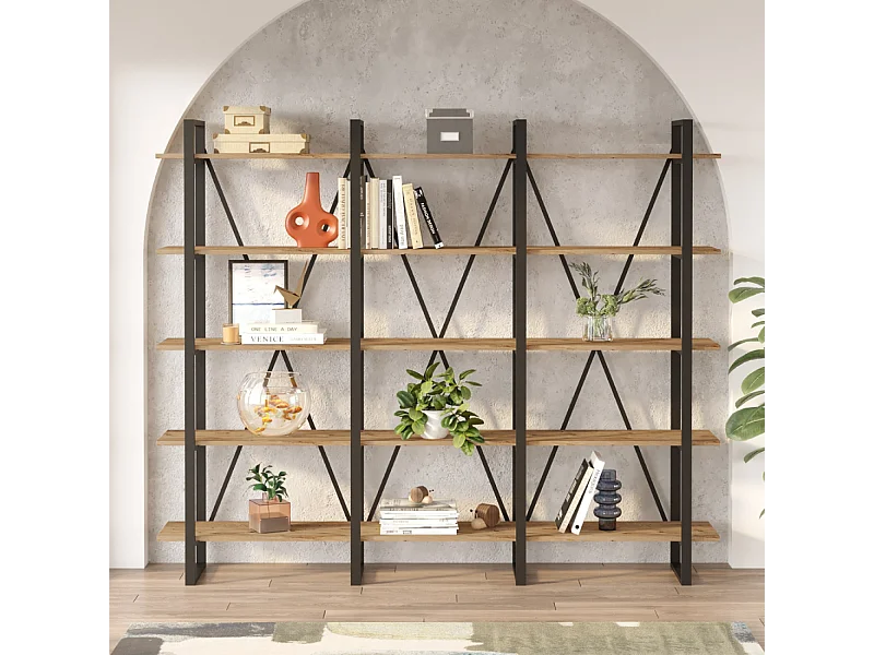 Meuble à étagères bois et métal ASTORIA