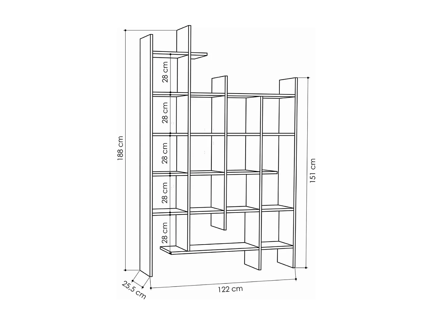 Houten plank BOK Eiken met 15 planken 122x25,5x188 cm
