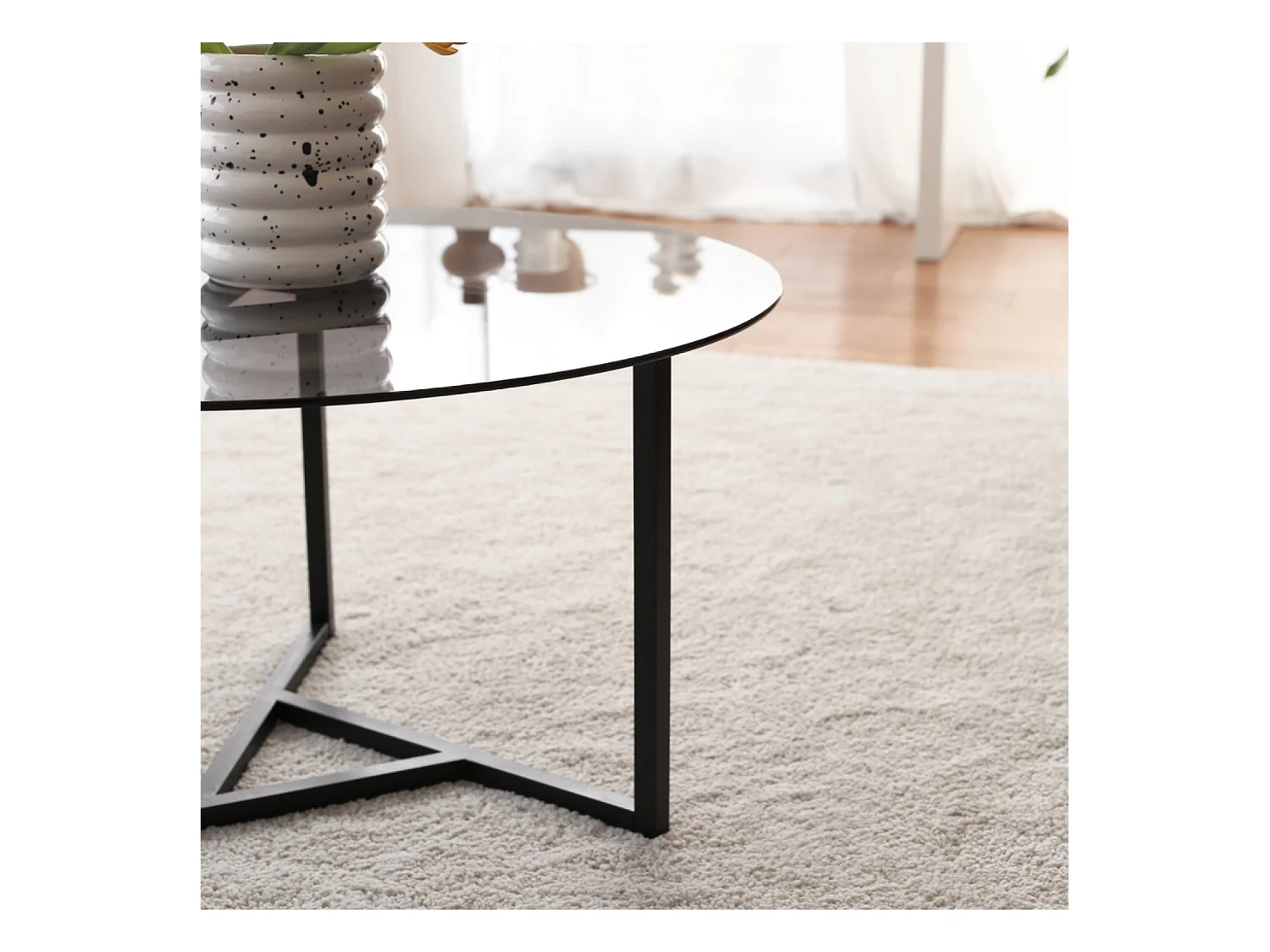 Mesa de café con tapa de vidrio templado MIA