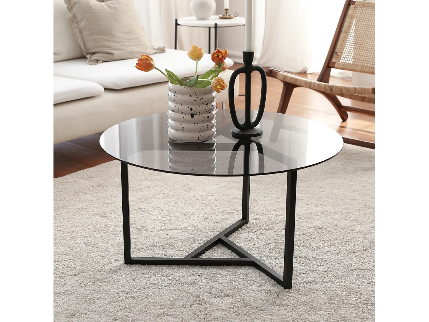 Table basse plateau en verre trempé MIA