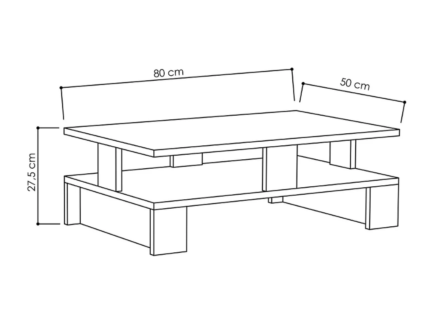 Rechthoekige salontafel van hout Luco met opbergruimte - Eikenhouten effect