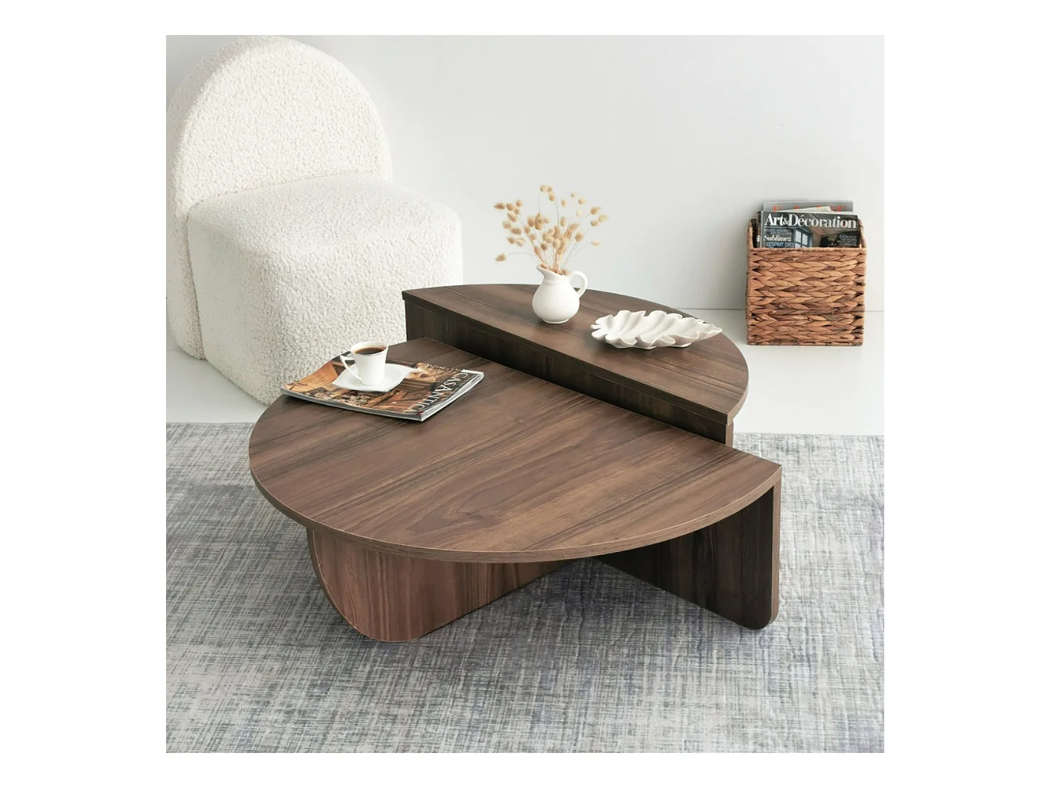 Table basse modulable couleur noyer MILA