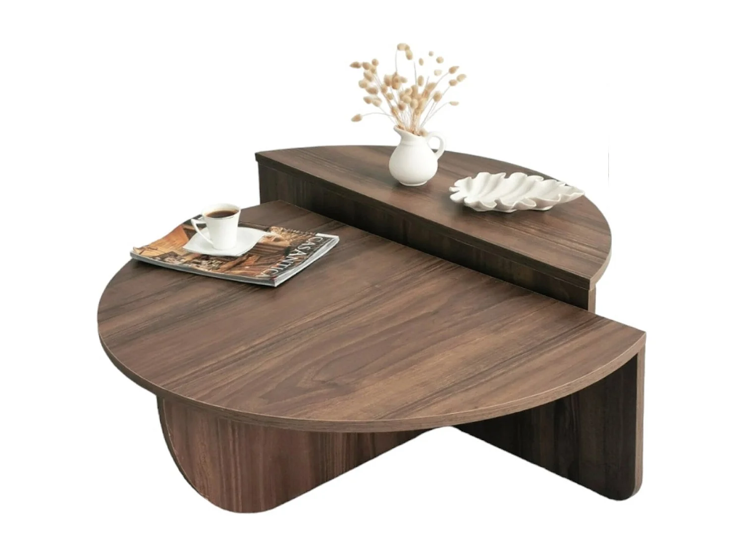 Table basse modulable couleur noyer MILA
