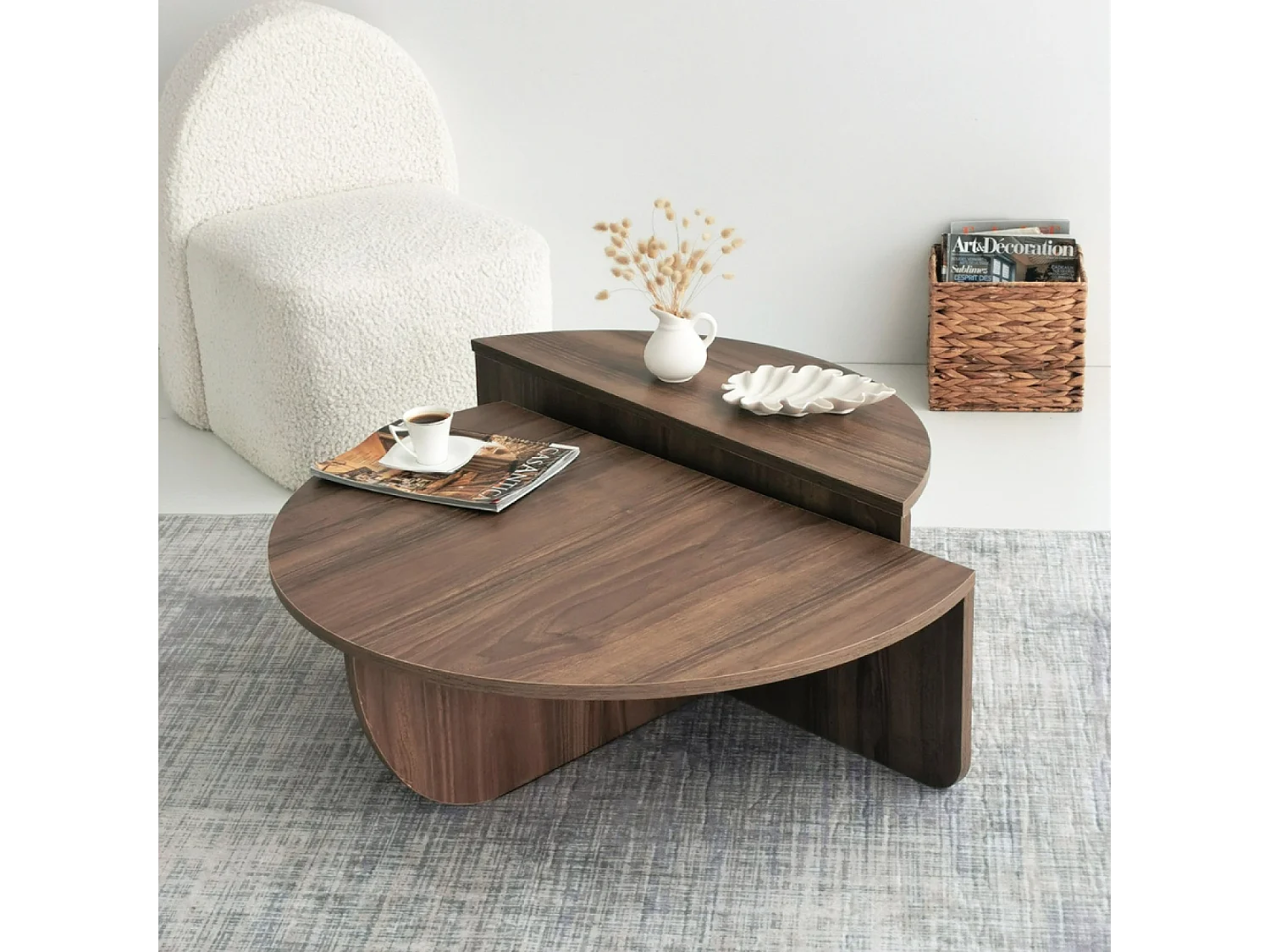 Table basse modulable couleur noyer MILA