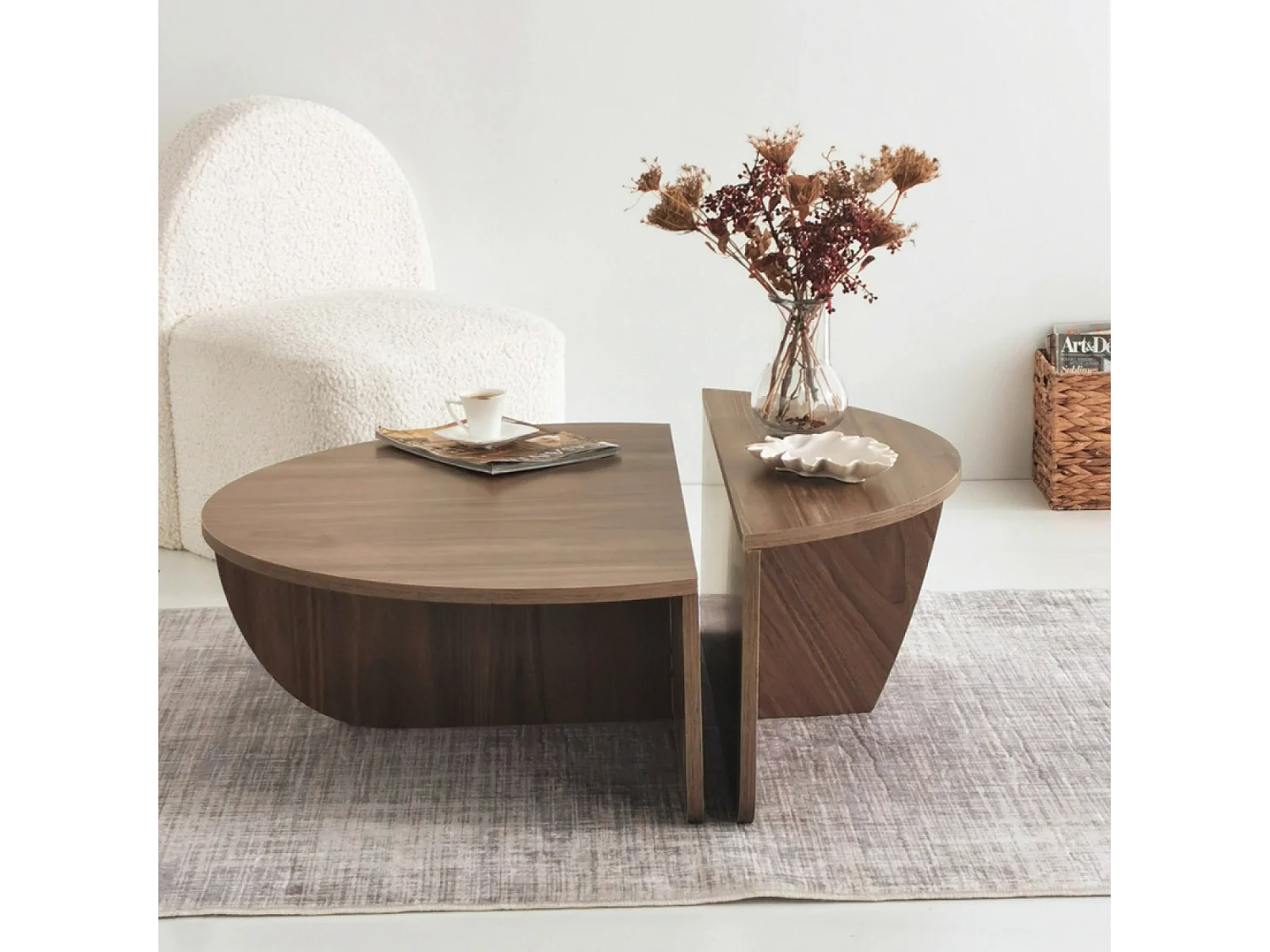 Table basse modulable couleur noyer MILA