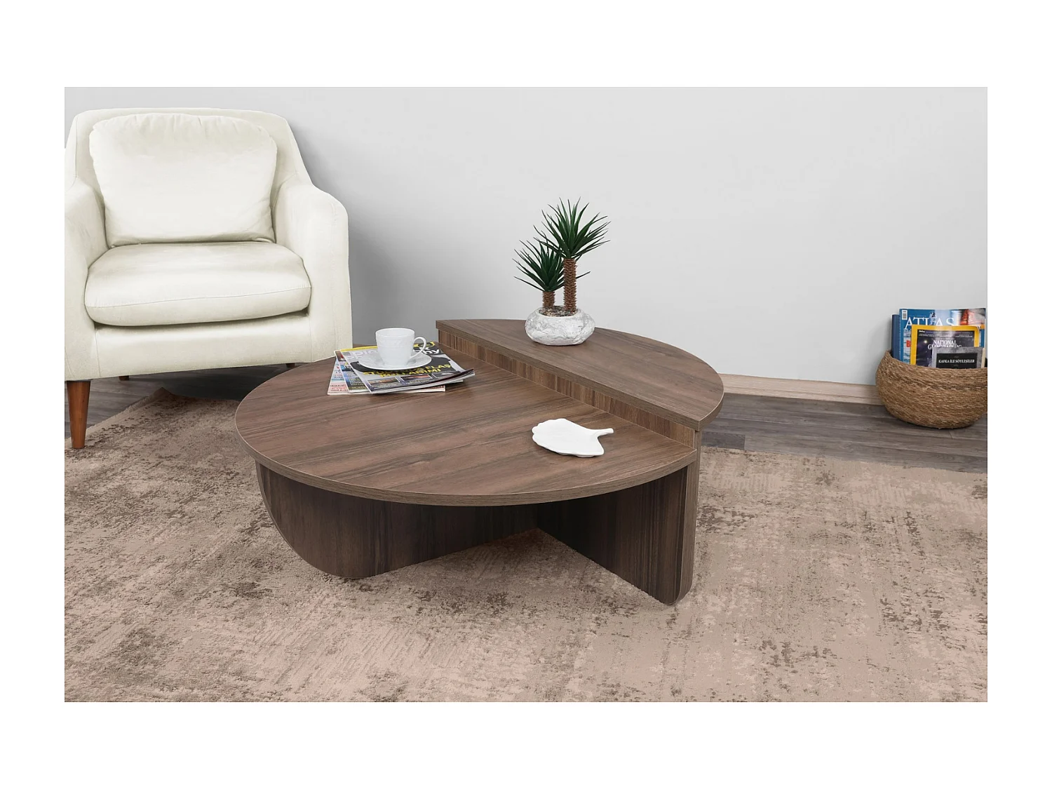 Table basse modulable couleur noyer MILA