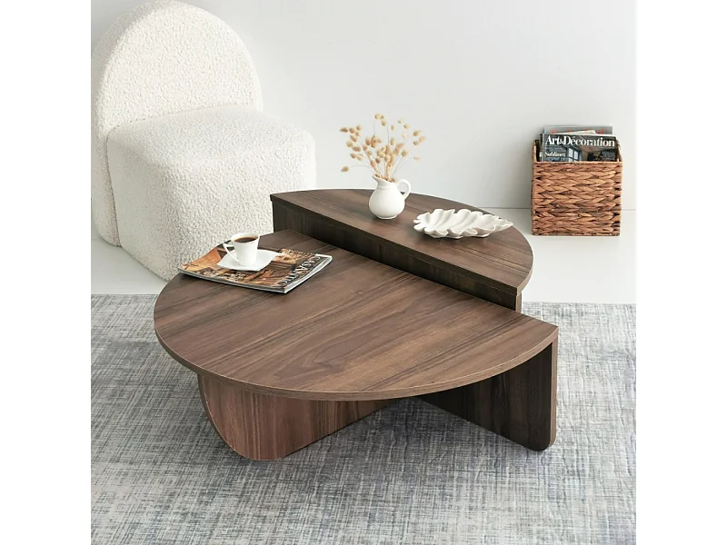 Table basse modulable couleur noyer MILA