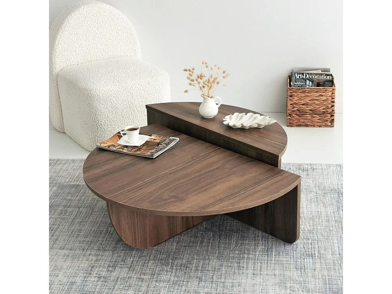 Table basse modulable couleur noyer MILA