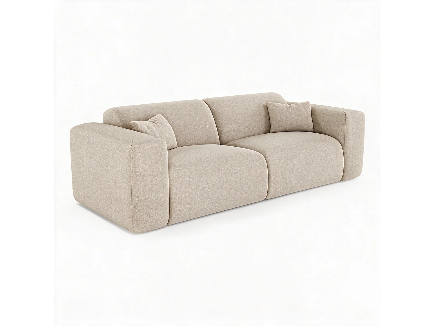 Canapé convertible express 4 places en tissu beige longueur 214cm MYRA